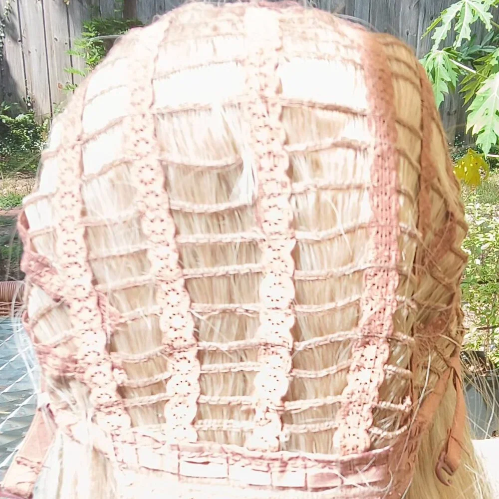 Womens 💗 Blonde And Brown Synthetic Ombre 26" Long Wavy Breathable Cap Wig 💗 - Picture 10 of 16